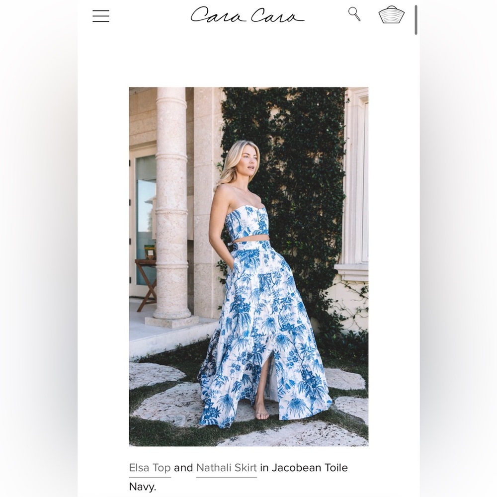 Cara Cara Nathali Skirt in Jacobean Toile Navy - Size XS